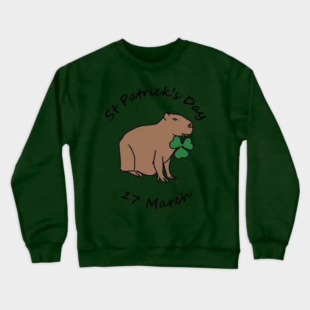 St Patricks Day 17 March Capybara Shamrock Crewneck Sweatshirt by ellenhenryart